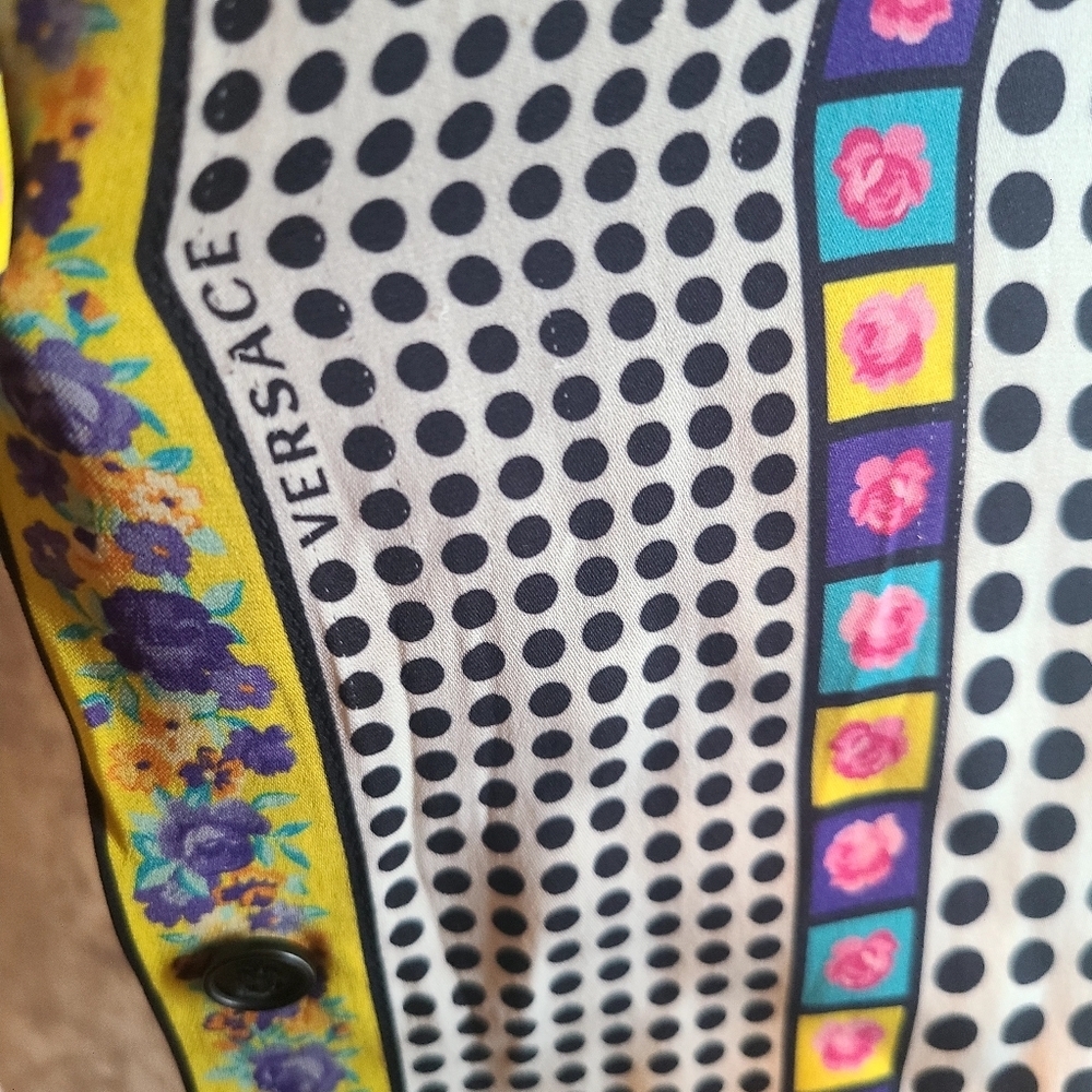Versace Yellow and Black And White Pok A Dot Sleeveless Shirt 44 EU/US M - Picture 9 of 11